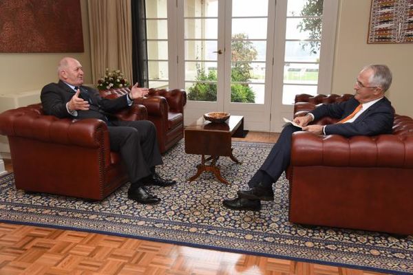 Prime Minister Malcolm Turnbull meeting with Governor-General Sir Peter Cosgrove on 8 May 2016 to request a double dissolution