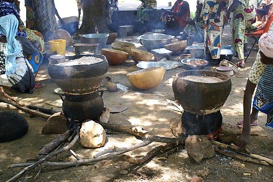 Preparation of millet in a Malian village