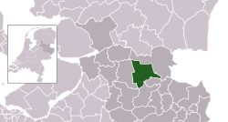 Posición destacada de Ommen en un mapa municipal de Overijssel