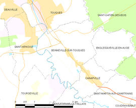 Mapa obce Bonneville-sur-Touques