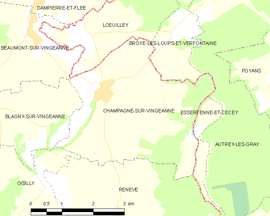 Mapa obce Champagne-sur-Vingeanne