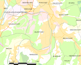 Mapa obce Valentigney