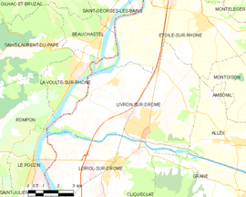 Mapa obce Livron-sur-Drôme