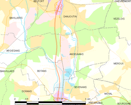 Mapa obce Andelnans