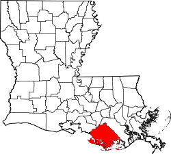 Karte von Terrebonne Parish innerhalb von Louisiana