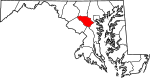 Mapa del estado que destaca el condado de Howard
