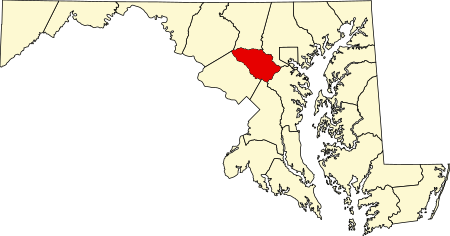 Location of Howard County in Maryland Map of Maryland highlighting Howard County.svg