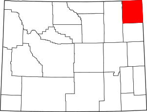 Map of Wyoming highlighting Crook County