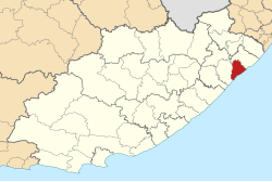 Kaart van Suid-Afrika wat Port St Johns in Oos-Kaap aandui