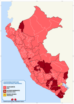 Candidato más votado por departamento (izquierda) y por provincia (derecha).