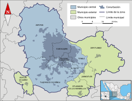 Kaart van de Zona Metropolitana de Guadalajara