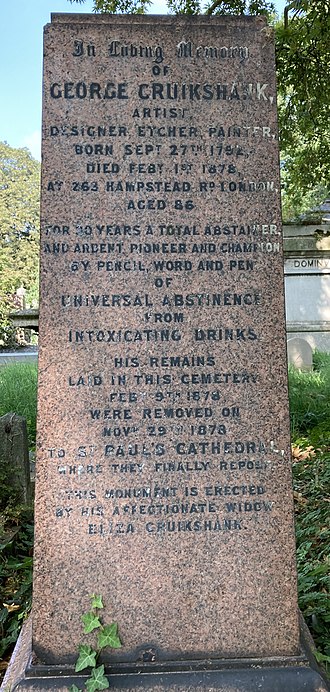 Memorial to George Cruikshank in Kensal Green Cemetery Memorial to George Cruikshank in Kensal Green Cemetery.jpg