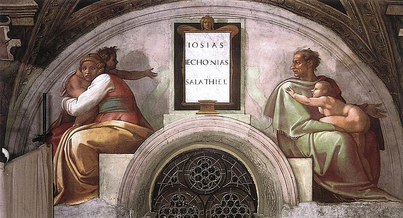 File:Michelangelo, lunetta, Josiah - Jechoniah - Shealtiel 01.jpg