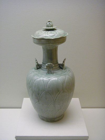 A 10th or 11th century Longquan stoneware vase from Zhejiang province, Song dynasty.