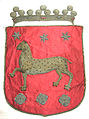 Kankainen Hämeen vaakuna Kaarle X Kustaan hautajaisista vuodelta 1660.