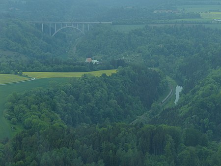 Neckar Neckarburgbrücke vom Aufzugstestturm