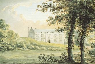 1795 watercolour of Jacobean front of Netherton Hall by Rev. John Swete (died 1821), inscribed: Netherton, seat of Sir Wilmot Prideaux, Bart. Collection of Devon Record Office. The style is similar to Forde House, Newton Abbot, circa 1610 Netherton Farway Devon ByRevJohnSwete.jpg