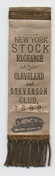 File:New York Stock Exchange Cleveland & Stevenson Club Secretary Ribbon, 1892 (4359446219).jpg