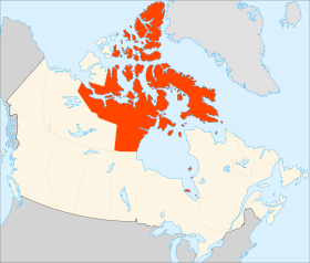 누나부트 준주가 강조된 캐나다 지도