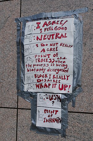 English: A poster at the Occupy Boston demonst...