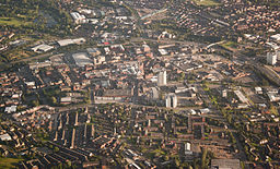 Oldham town centre, aerial view from north.JPG