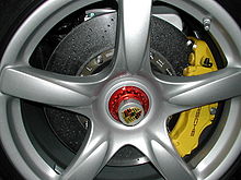 The Porsche Carrera GT's silicon carbide "carbon-ceramic" disk brake PCCB Brake Carrera GT.jpg