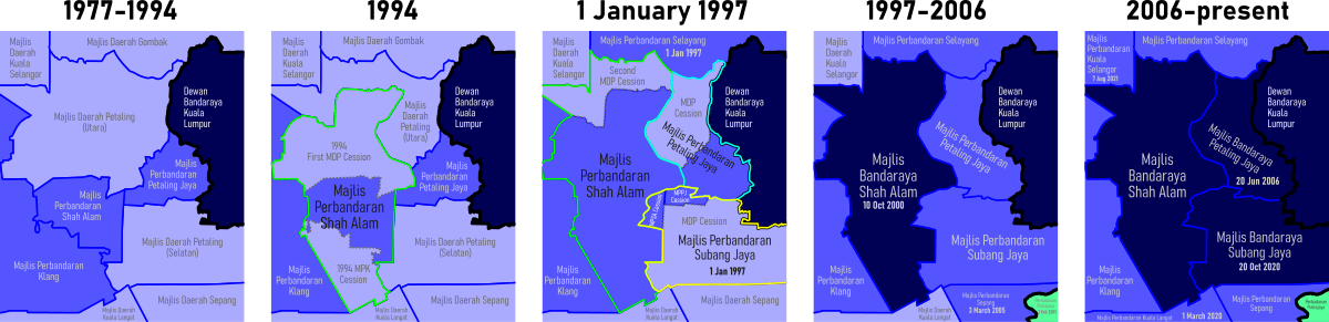 Evolution of Petaling Jaya's borders since 1977