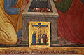 Paolo schiavo, madonna della cintola assunta in cielo, 1460, 10 crocifissione e firma.JPG