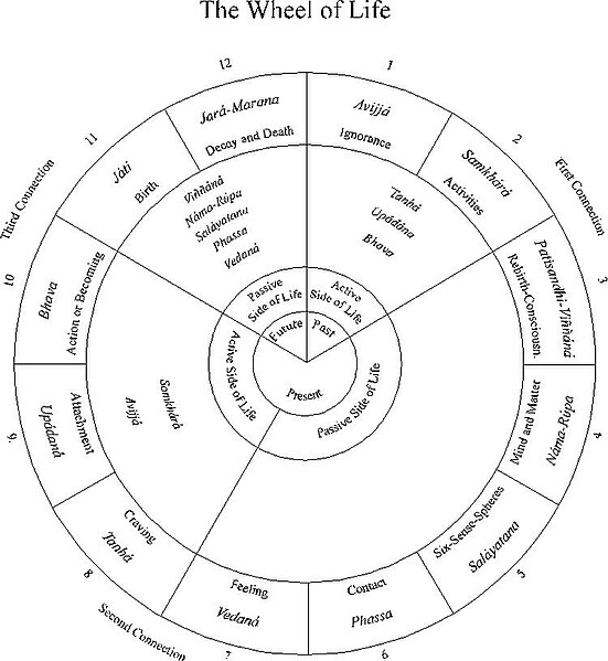 A circular schema of the 12 nidanas as understood in Theravada Buddhist scholasticism