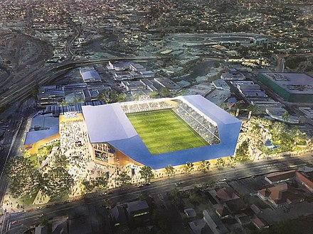 Cox Architects' design for a boutique stadium at Perry Park. Perry Park Cox Architects.jpg