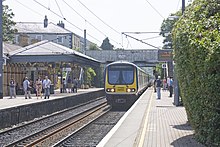 Commuter train arriving at Malahide