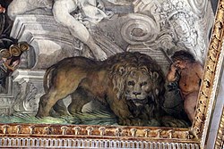 Pietro da cortona, Triumful Providenței Divine, 1632-39, Povestea lui Muzio scevola și a leului 04.JPG