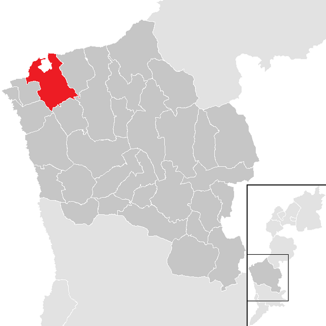 Kommunens läge i distriktet Oberwart