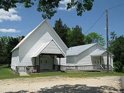 Pleasant Hill Gereja Metodis, nr Danau Norrell di Avilla Rd., Pleasant Hill, Garam, AR.JPG