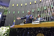 Jair Bolsonaro durante cerimônia do Compromisso Constitucional, leitura do Termo de Posse e o pronunciamento no Congresso Nacional.