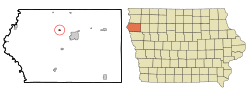 Plymouth County Iowa Incorporated and Unincorporated areas Brunsville Highlighted.svg