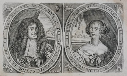 Rex Carolus II and Regina Catharina, Dei Gratia Angliæ Scotiæ Franciæ et Hiberniæ
