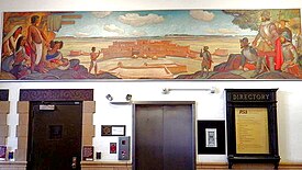 Post office mural Spanish Explorers and American Indians Oscar Berninghaus.jpg