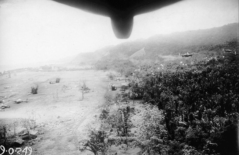 File:Pre-Landing strike at Japanese Airfield in New Guinea.jpg