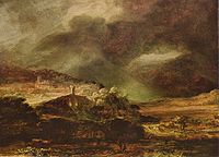 Mountain Landscape with a Thunderstorm label QS:Len,"Mountain Landscape with a Thunderstorm" label QS:Lnl,"Berglandschap met storm" . circa 1640 date QS:P,+1640-00-00T00:00:00Z/9,P1480,Q5727902 . oil on panelmedium QS:P186,Q296955;P186,Q106857709,P518,Q861259. 51.3 × 71.5 cm (20.1 × 28.1 in). Brunswick, Herzog Anton Ulrich-Museum.