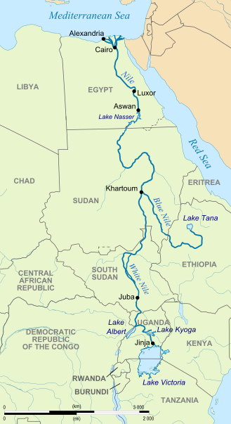 Map of north east Africa and the Nile River system