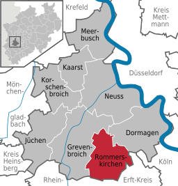 Läget för Rommerskirchen i Rhein-Kreis Neuss