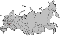ロシア内のチュヴァシ共和国の位置の位置図