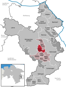 Poziția Süpplingen pe harta districtului Helmstedt