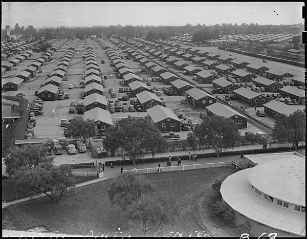 Santa Anita Assembly Center tarpaper barracks, at the Santa Anita Park racetrack