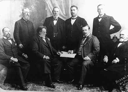 The Seddon Ministry in 1900. Ward is second from the right in the bottom row