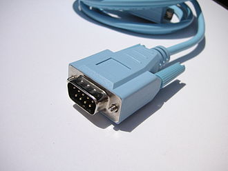 Serial cables are typically used for RS-232 communication. Serial cable (blue).jpg