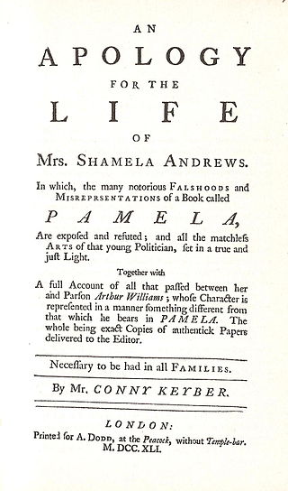 <i>An Apology for the Life of Mrs. Shamela Andrews</i> 1741 novel by Henry Fielding