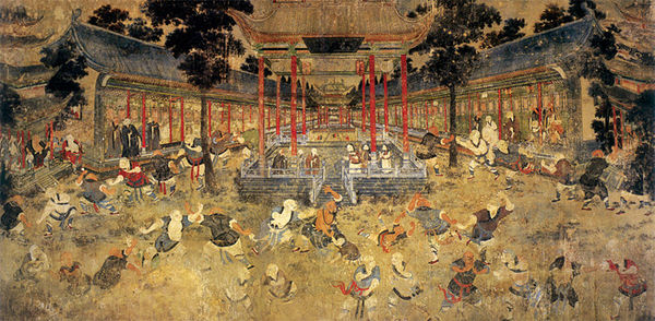 The mural painting in the Shaolin Monastery in which Doshin So took heavy influence from.
