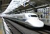 A shinkansen service entering Kyoto station.